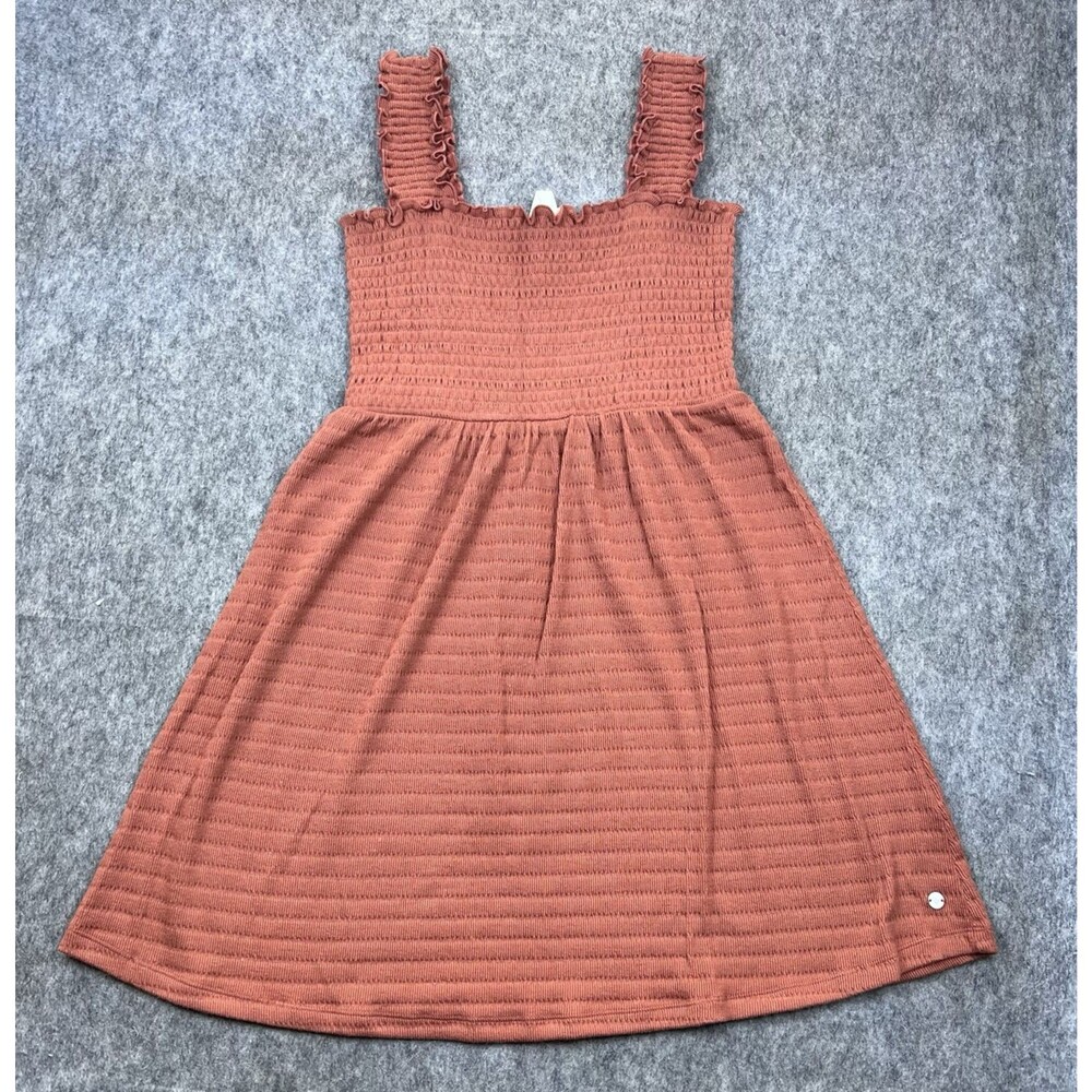 Roxy Women's Mini Dress Smocked Terracotta Sleeveless Boho Surf Casual Size S